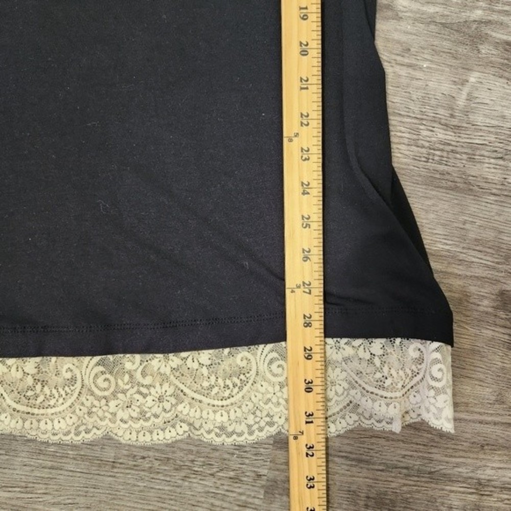 Logo Layers by Lori Goldstein Black Tank with Beige Lace Trim Size M - Picture 8 of 13